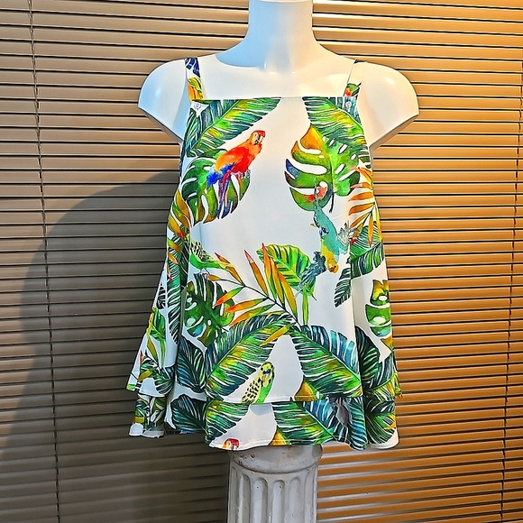 NWT Mexx tropical floral strap summer top, lined, viscose, 14 yrs fits UK 6-8-10 - Picture 3 of 17